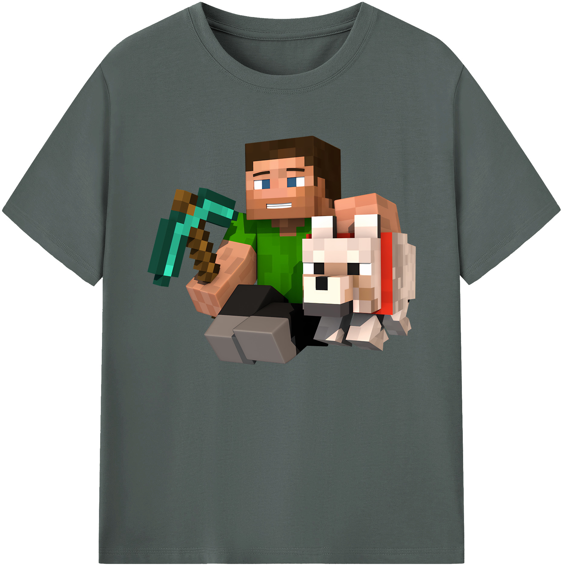 （画像用） マインクラフト ブロックの世界 Minecraft MC Block world 綿100％ メンズ半袖Tシャツ｜肌触りやわらか＆通気性